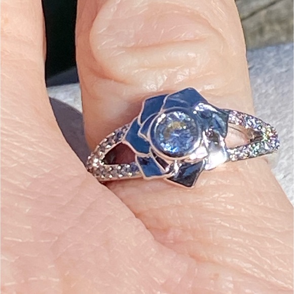 Lotus flower ring Cubic zirconia S925 Silver size 6 brand new - Picture 6 of 13